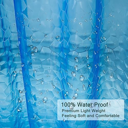 Miniatura 4 de Forro de cortina de ducha de EVA azul, cubo de agua 3D 5G, con 12 ojales de metal inoxidables e imanes pesados, resistente al agua para baño, 72 x