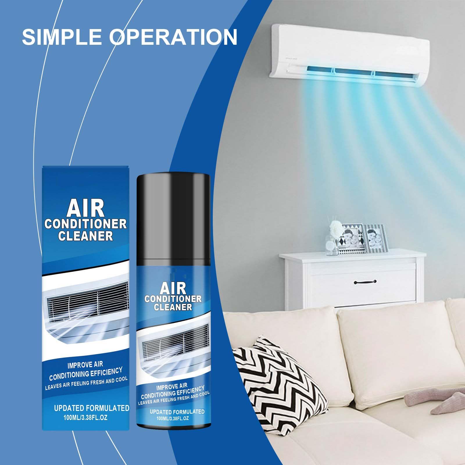 Detergente in schiuma per la pulizia profonda del condizionatore, vaporizzatore, deodorante, deodorante, deodorante, spray per la casa e l'auto, sistema Ac Cleaner, migliore efficienza di