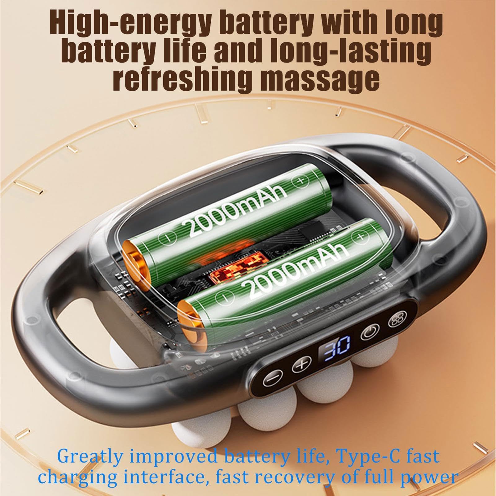 Electric Fascia Massager, Deep Tissue Percussion Massager, 7.9 inches Full Coverage Muscle Relaxation Tool, High-Intensity Vibration for Home, Dormitory Gym office