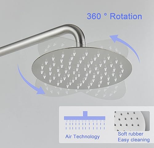Miniatura 4 de MOSSON Sistema de ducha de lluvia para baño, juego de grifo de ducha al aire libre con cabezal de ducha de lluvia de 8 pulgadas, rociador de mano de