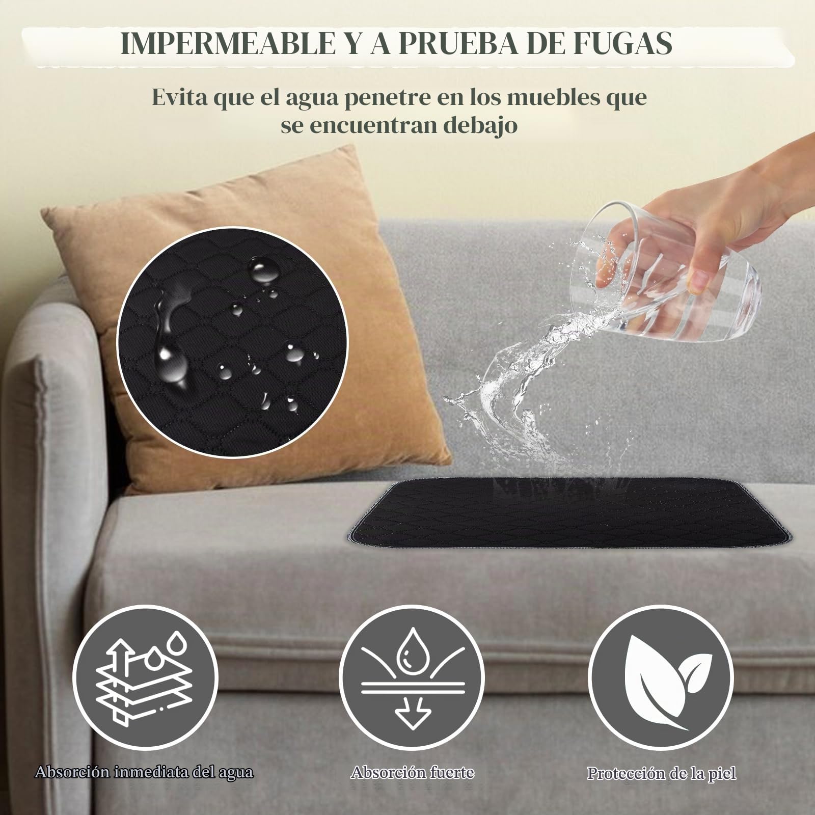 2 Empapador silla para incontinencia 50*50,Fundas lavables para sillas de ruedas,Protectores impermeables y muy absorbentes para sillas de ruedas,Coches y sofás,reutilizables y respetuosos con la piel