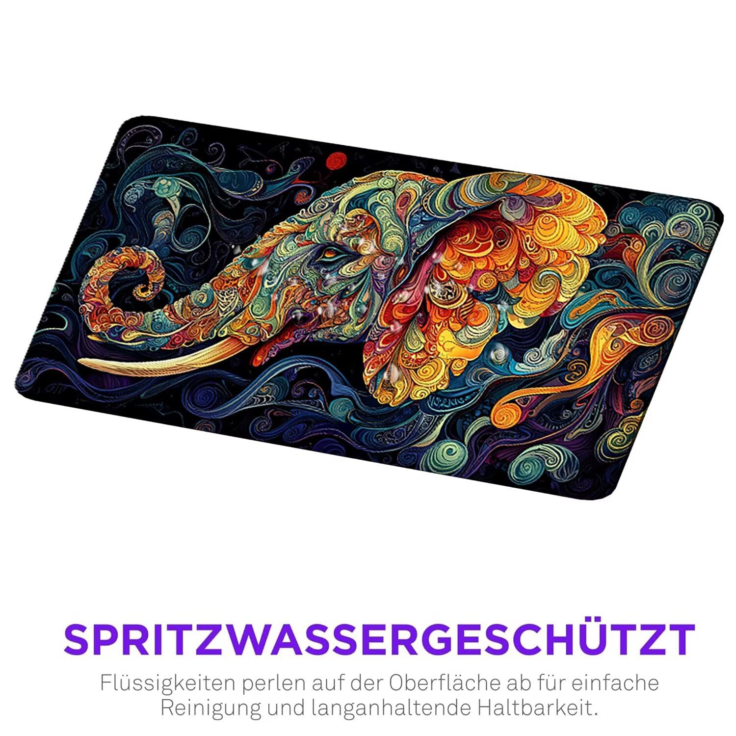 Podkładka pod mysz XXL 1200 x 600 mm duża podkładka pod mysz do gier, wodoodporne i antypoślizgowe gumowe podkładki pod mysz, podkładka pod mysz z wszytymi krawędziami do komputera, PC (słonie) x-126