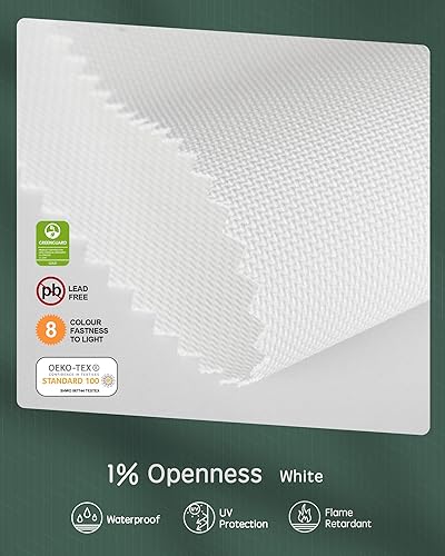 Vista 29 de Yoolax Persiana solar motorizada con control Romote para filtrar la luz, persianas enrollables con visión transparente (gris)