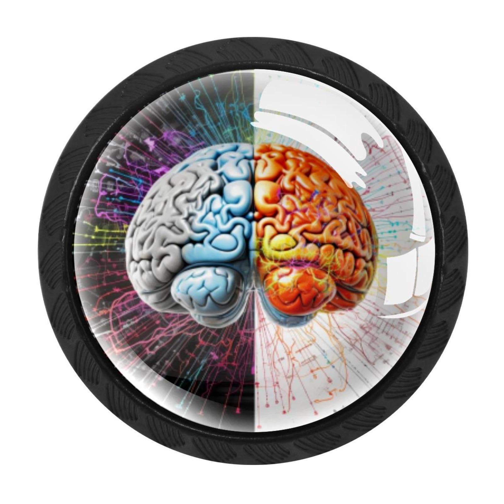 Chenzzzz Multicolored 13 4 Pack Black Mathematical Engineering Brain Cabinet Pulls With Screws, Kitchen Cabinet Knobs Hardware