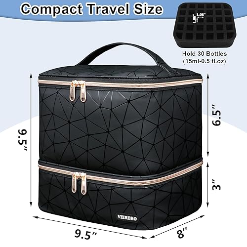 Miniatura 8 de Bolsa Organizadora de Esmalte de Uñas con Capacidad para 30 Botellas (15ml0.5 fl oz) y Lámpara de Uñas, Estuche de Almacenamiento Portátil de Viaje