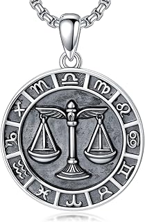 Zodiac Necklace 925 Sterling Silver Constellation Pendant Horoscope Meda...