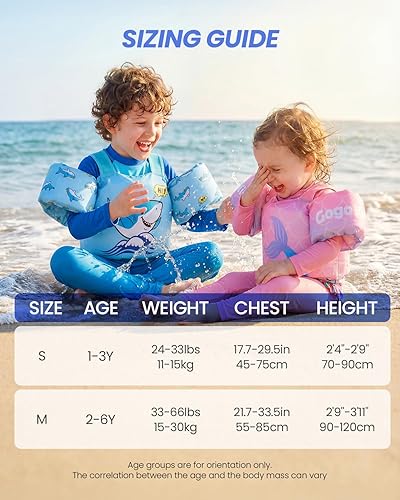 Miniatura 7 de Gogokids Chaleco de natación para niños pequeños, flotadores para niños de 24 a 66 libras, bonita chaqueta de natación de dibujos animados con arnés