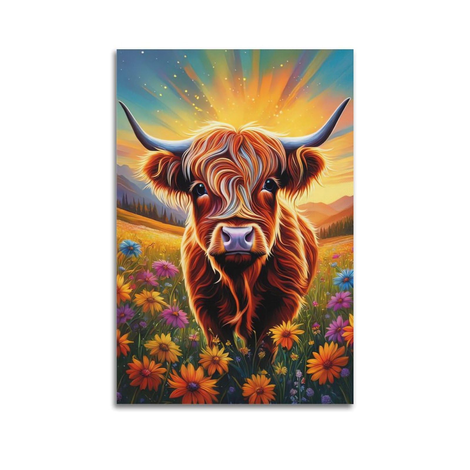 ZSZWHJ Animal Poster Cute Calf in The Grassland Poster Decorative Painting Canvas Wall Posters And Art Picture Print Modern Family Bedroom Decor Posters 20x30inch(50x75cm)