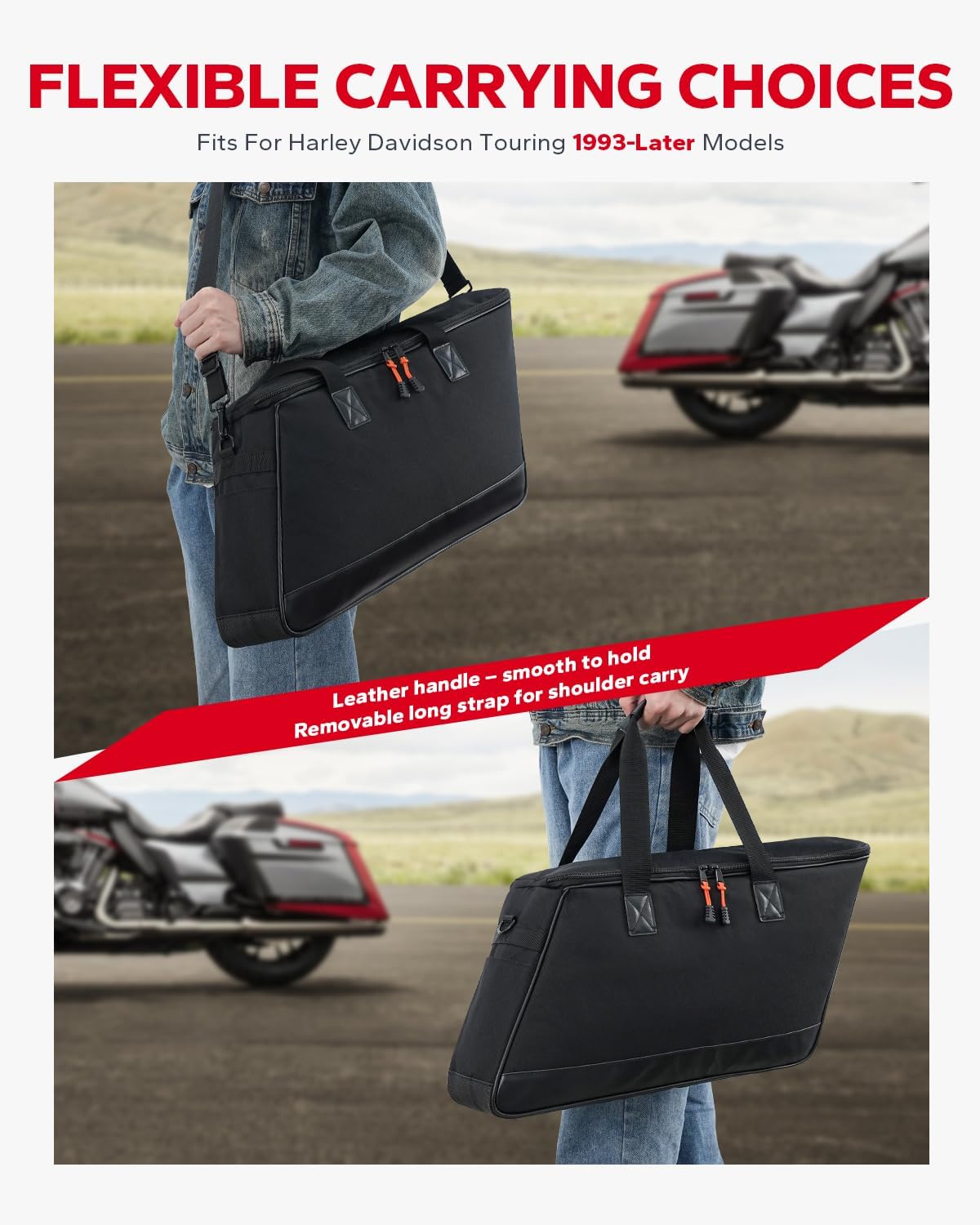 Amazicha Saddlebag Liner Bags 1 pcs Hard Saddle Bags Insert Storage Bag 900D Oxford Saddlebag Organizer Fit for Harley Davidson Touring Road Glide Street Glide Road King Electra Glide 1993-2025