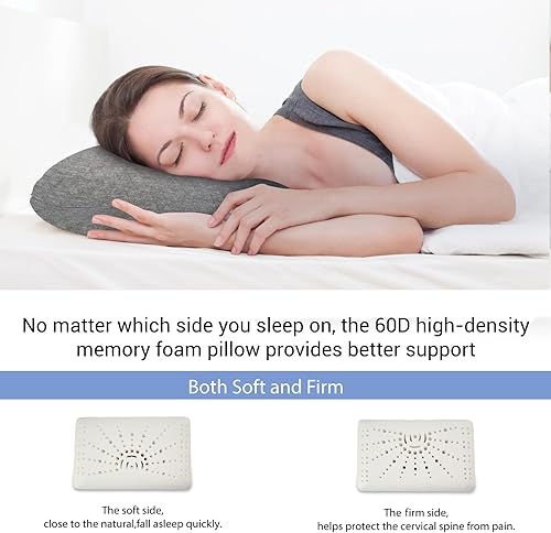 Miniatura 2 de Almohada de espuma viscoelástica para viajes y campamentos, artículos esenciales de viaje, almohada de hamaca con funda de almohada de doble capa,