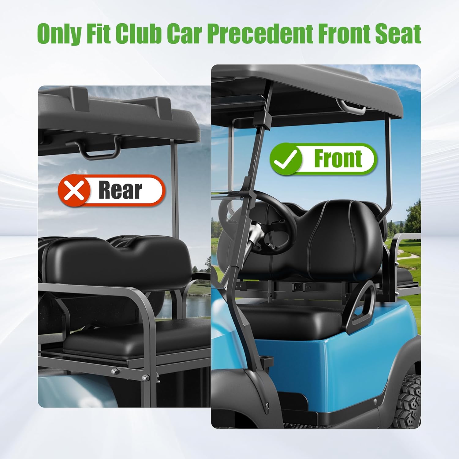 10L0L Golf Cart Front Seat Cushion & Backrest Kit for Club Car Precedent 2012-Up - Club Car Replacement Deluxe Bottom & Backrest Kit