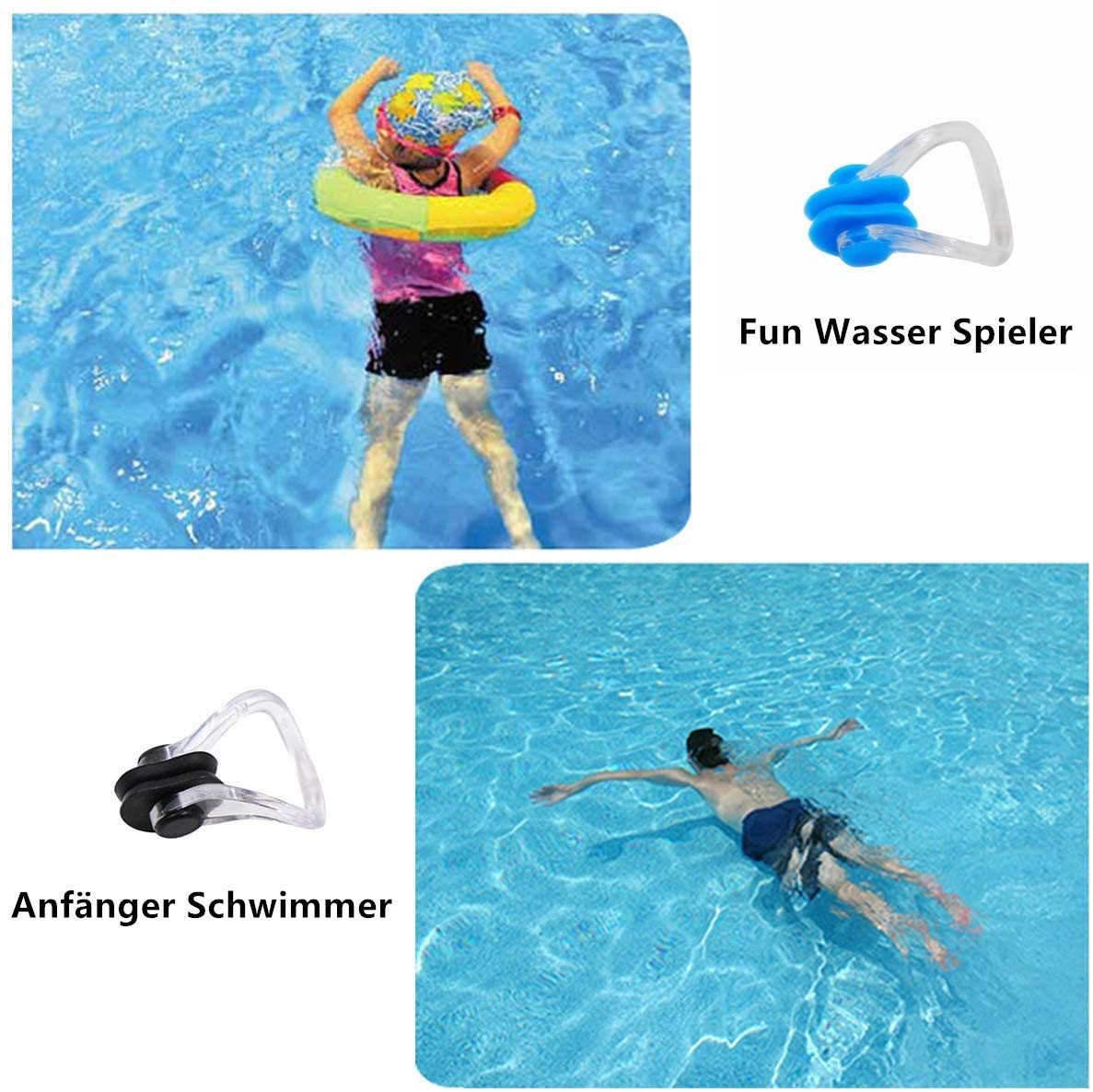 Voarge Clip per naso nuoto, 10 pezzi, clip per naso per adulti e bambini, nuoto e principianti