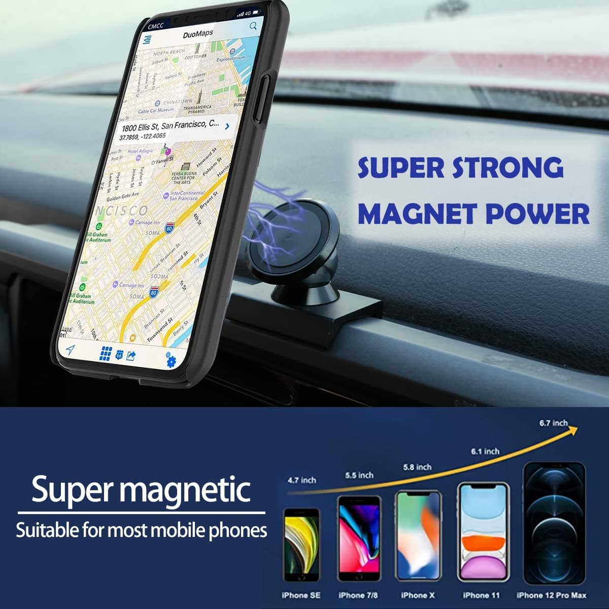 CHEAYAR Car Phone Holder,Car Phone Mount, Magnetic Phone Mount Dash Clip Black for Tacoma 2015 2016 2017 2018 2019 2020 2021 2022 2023. (1 Piece, Type B) image 2