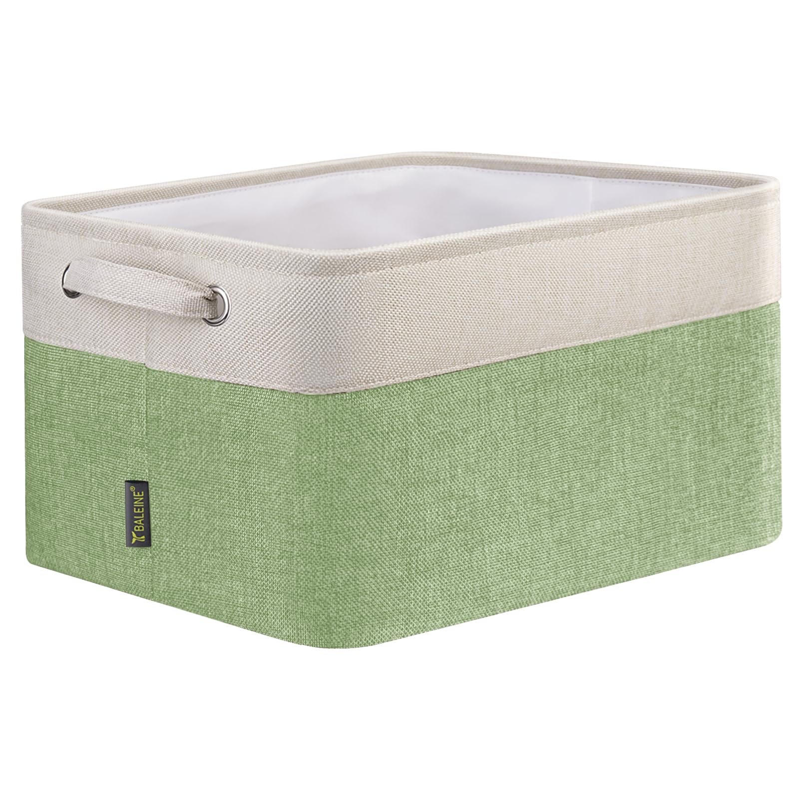 BALEINE 1 Pack Fabric Closet Storage Bins for Shelves, Linen Closet Organizers and Storage, Decorative Baskets for Organizing, Shelf, Clothes, Home, Office (Green, 12"x8"x8")