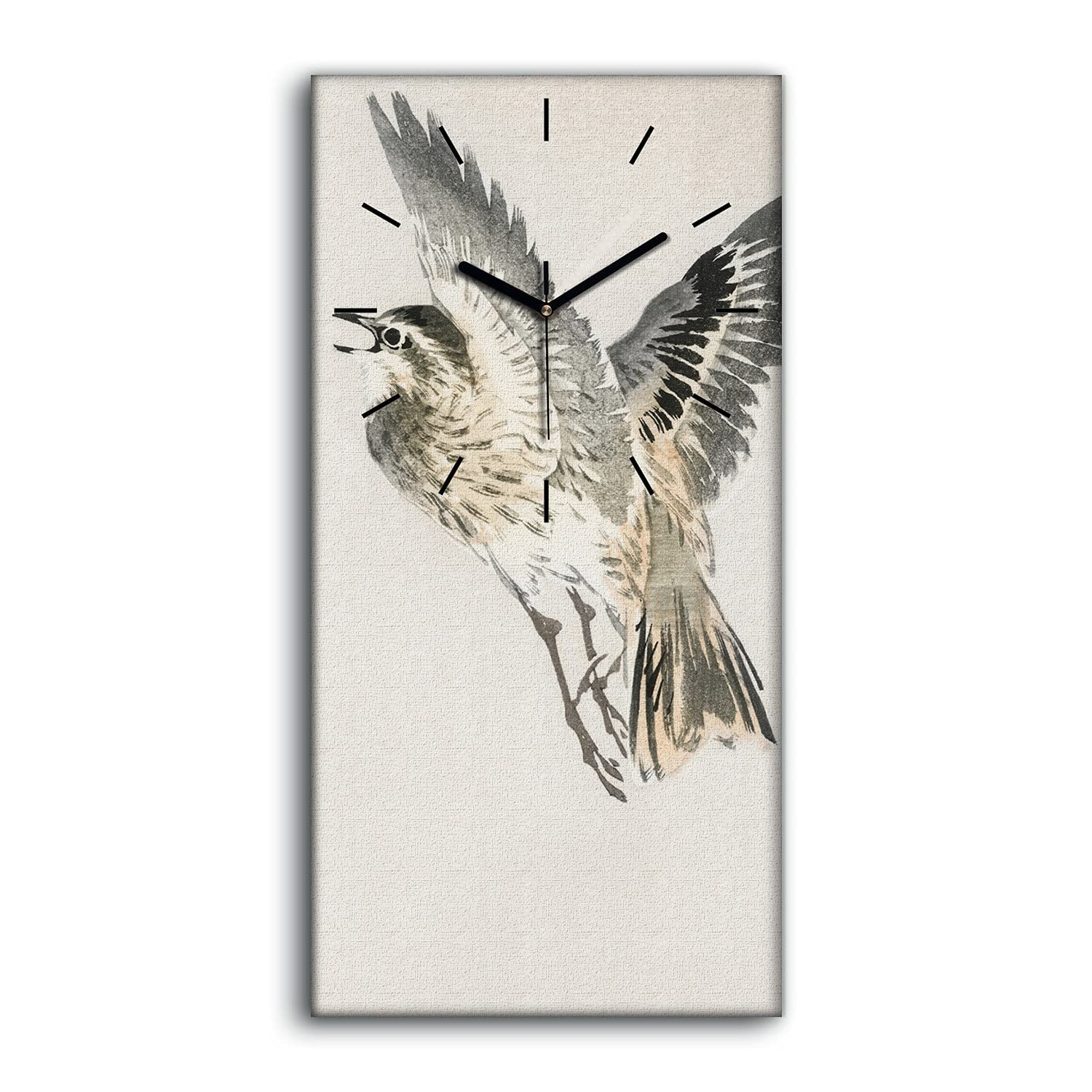 Horloge Toile Sans Tic Tac 30x60cm Déco Murale Oiseau Chambre et Salon