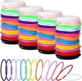 Nuenen 500 Pcs Colorful Silicone Jelly Bracelets Non Luminous Neon 80s Bracelets Bulk Jelly Colored Bands Gummy Silicone Wristbands Hair Ties for Kids, Adults, Girls, Women, Party Accessories