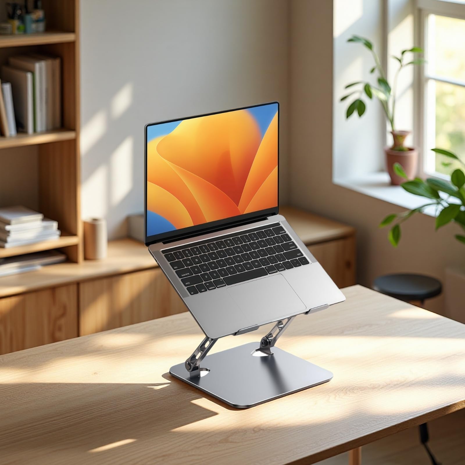 Soporte de refrigeración para portátil con ventilador, elevador de escritorio ajustable para laptop y tableta, marco de acero al carbono con almohadilla de refrigeración USB, base