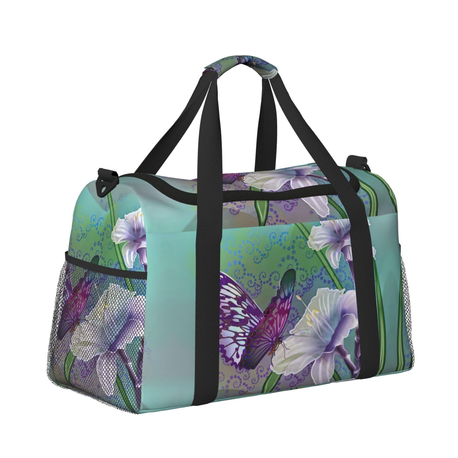 Lilie i motyl torba na ramię kobiety mężczyźni podróżna torba crossbody torebka torba na ramię torebki robocze codzienna torba hobo