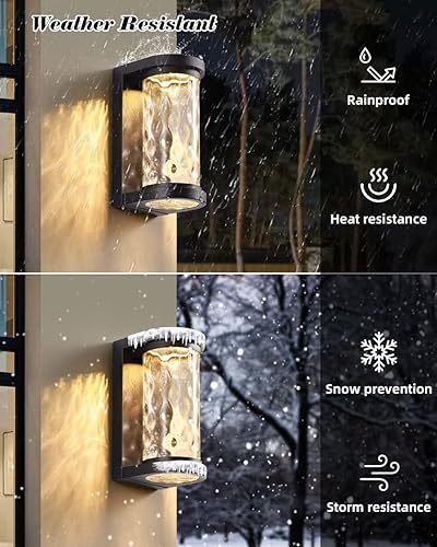 Miniatura 2 de ZitoStory Juego de 2 luces exteriores modernas para exteriores para porche, faroles de pared impermeables para patio, apliques montados en la pared,