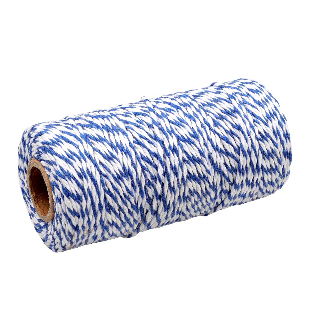 KINGLAKE natur Jute Bindfäden 300 Füße Best Kunst Handwerk Geschenk Bindfäden Weihnachten Bindfäden Industrie-Verpackung Materialien Langlebig Saite für Anwendungen im Garten Dark Blue & White