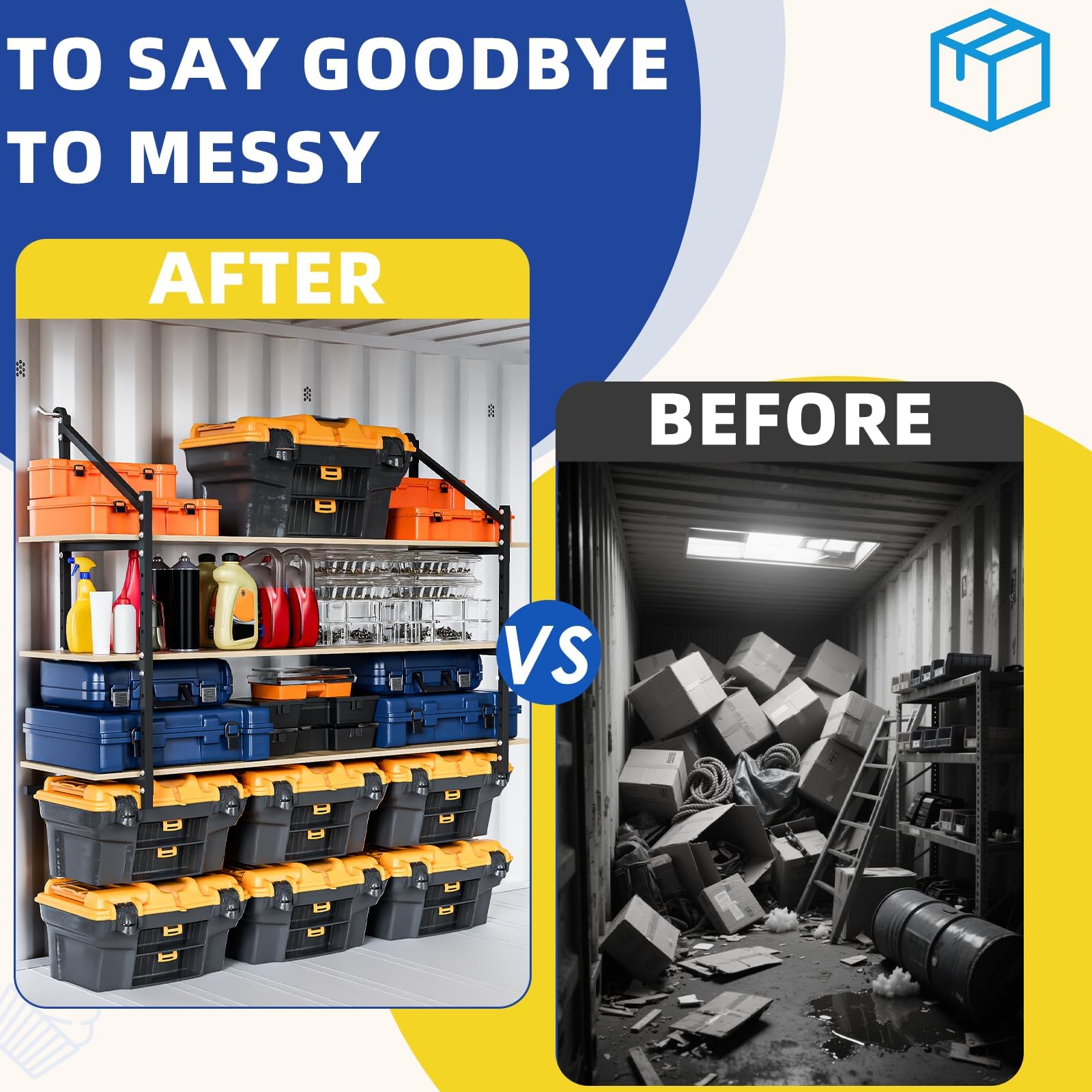 2 Pack Shipping Container Shelving, Adjustable Carbon Steel Universal Storage Racks 800 Lbs Loads, 58” x 22” Hanging Cargo Shelving for Trailers, Garages and Storage Containers - 4