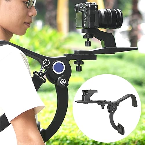 Miniatura 3 de Soporte de hombro para cámara DSLR, estabilizador de amortiguador negro para fotografía de video profesional, mango de agarre cómodo con sistema de
