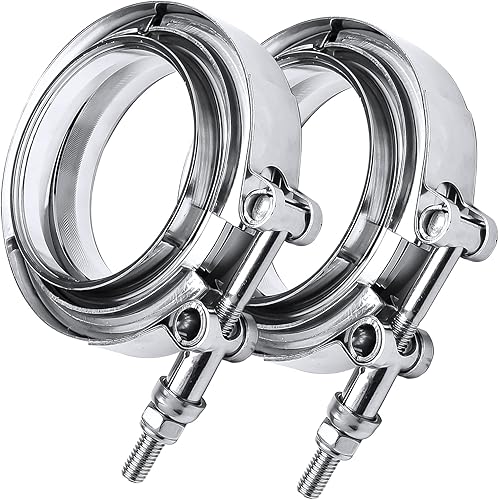 Abrazadera de banda en V de acero inoxidable de 2.5 pulgadas con bridas macho hembra de acero suave para tubos de escape turbo Racing Ford Pickup