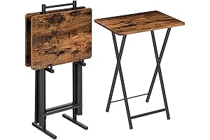HOOBRO Folding TV Tray Table, TV Trays for Eating Set of 4 with Stand