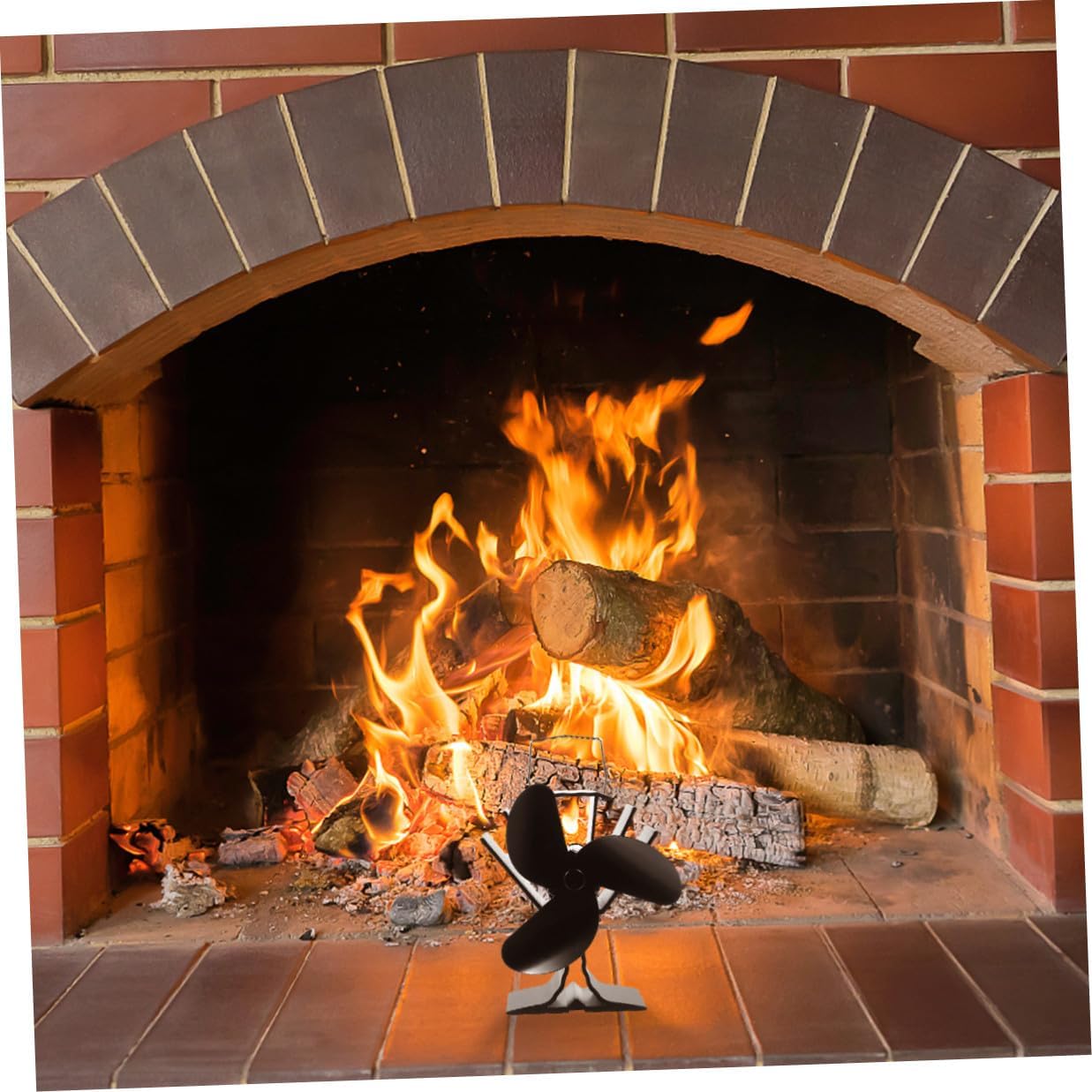 SUPVOX Heat Powered Stove Fan 4 Vane Thermal Power Fireplace Fan Silent Non-electric Heat Driven for Home Log Burner Heating