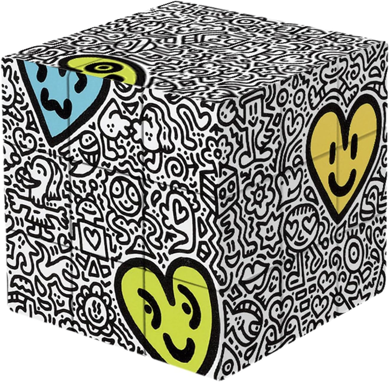 Love Graffiti 3x3 Speed Cube, UV Printing Cube Magic Cube Educational Puzzles Toys for Kids,Beginners and Adults (Stickerless)