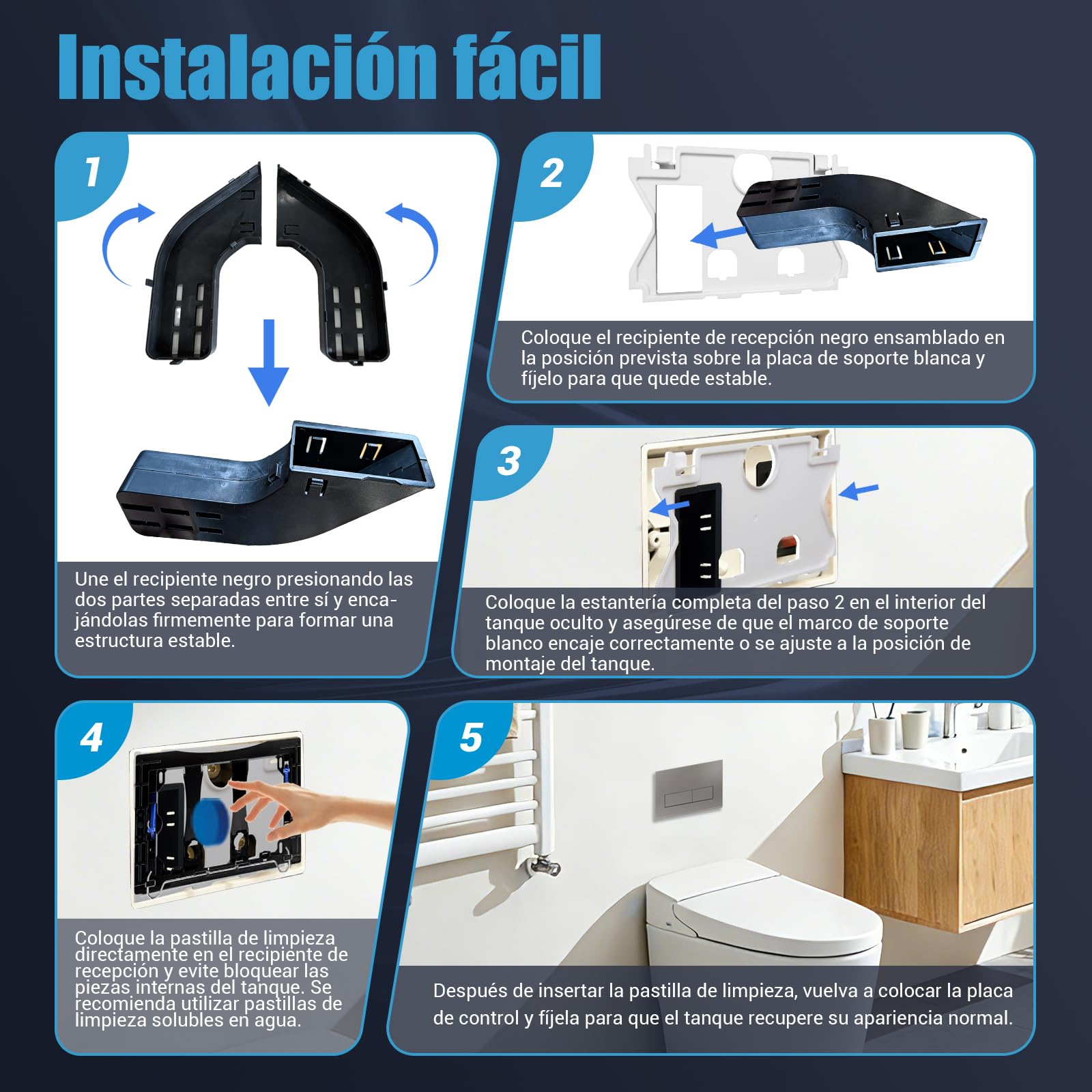 Empyreal placa actuador reemplazo panel frontal de cisterna de inodoro, Placa de actuador compatible con Geberit Duofix Sigma/Delta/BASIC para doble descarga, Con un cisterna (Gris oscuro)