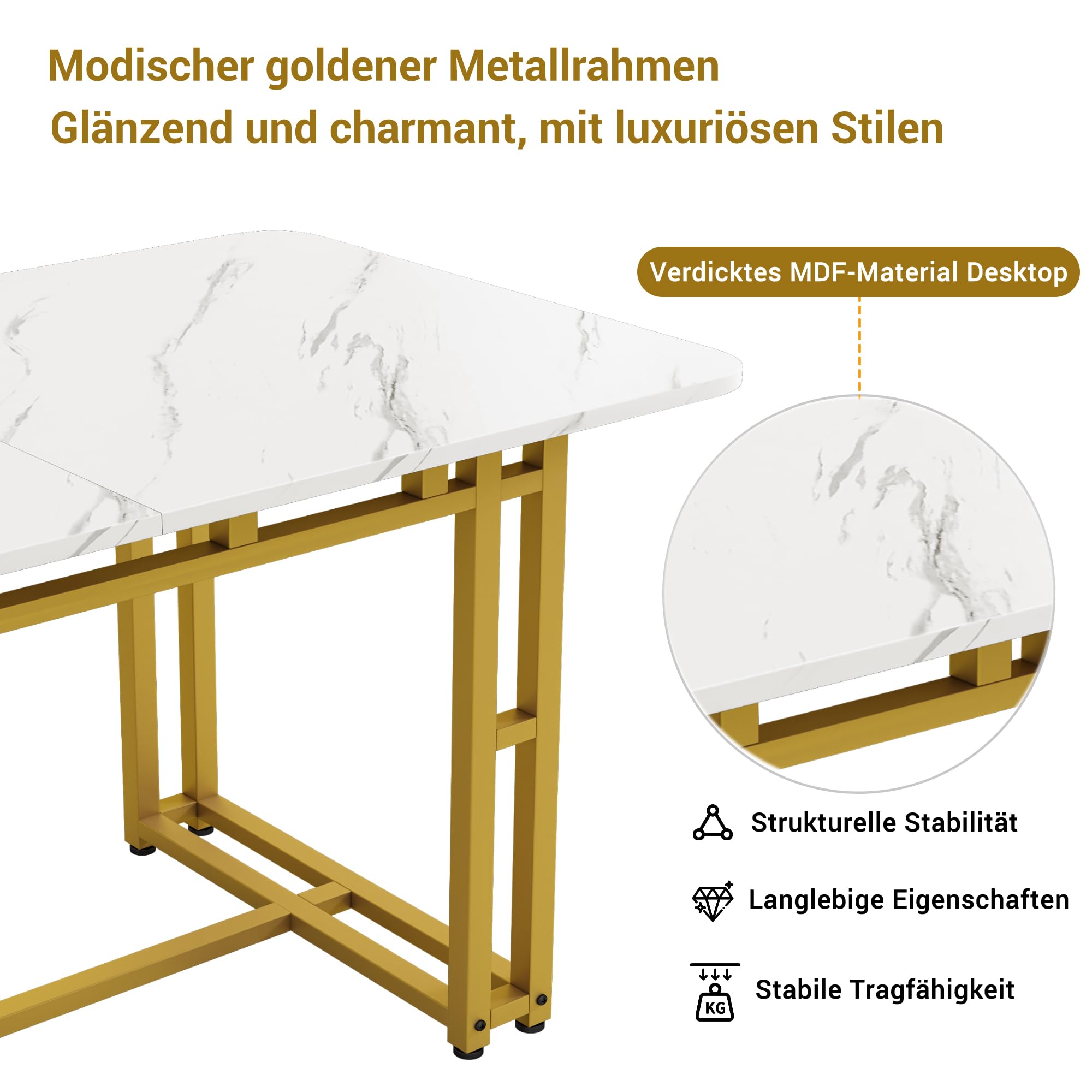 Set de Salle à Manger avec Table à mangers rectangulaire Chaise pour 4 Personnes Tables à Pieds en Fer pour Salon Restaurant Basse Or avec 4 chaises Vertes 120x70 cm
