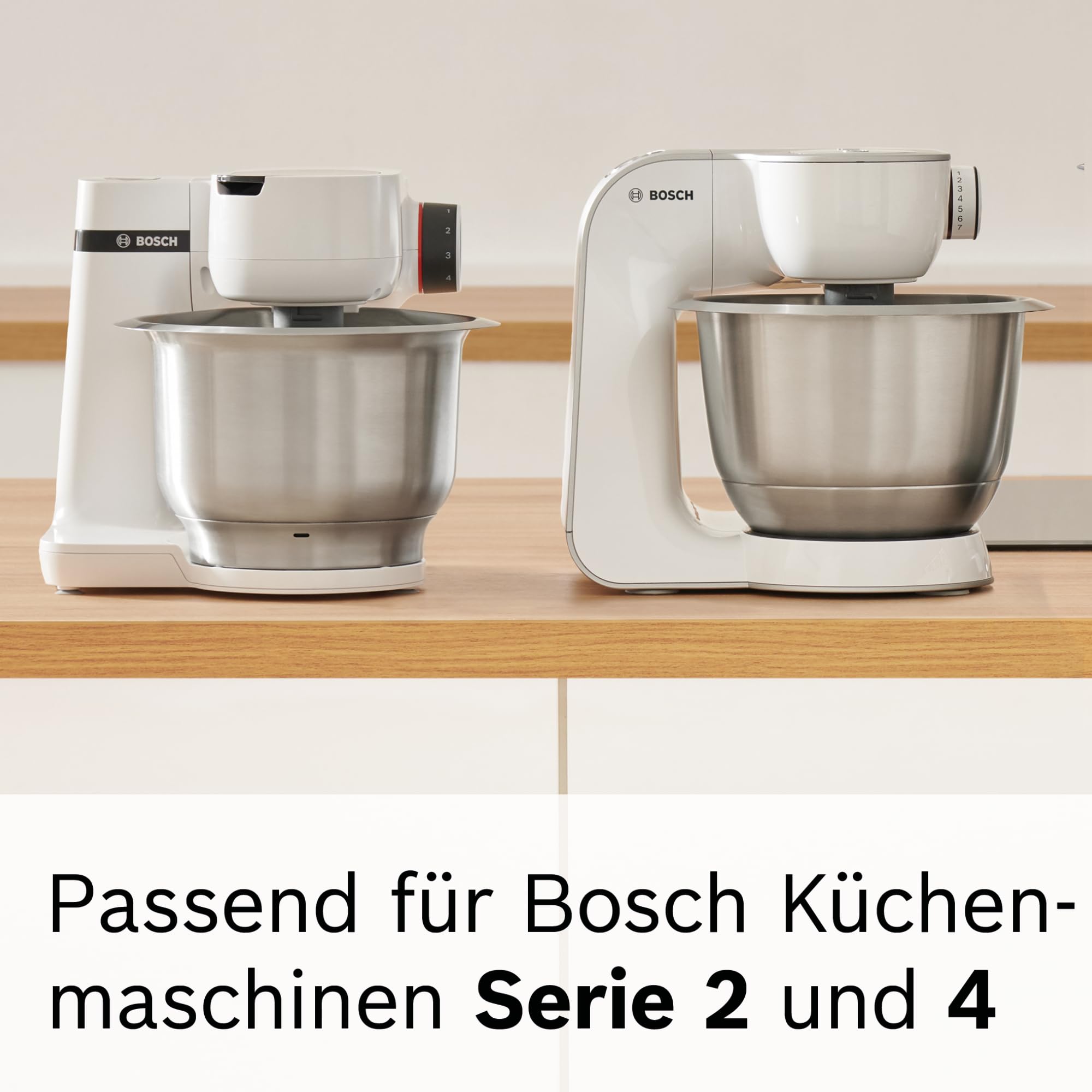 Bosch Lochscheiben Set MUZ45LS, Fleischwolf notwendig, 2 Scheiben: 3mm / 6mm, Zubehör passend für Küchenmaschinen Serie 4, Serie 2, MUM44, Edelstahl, spülmaschinenfest