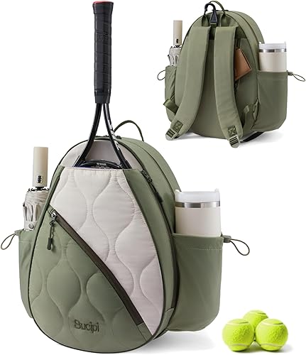 Mochila de tenis Sucipi para mujeres y hombres, mochila para raquetas de tenis resistente al agua y lavable a máquina, bolsa deportiva ligera para