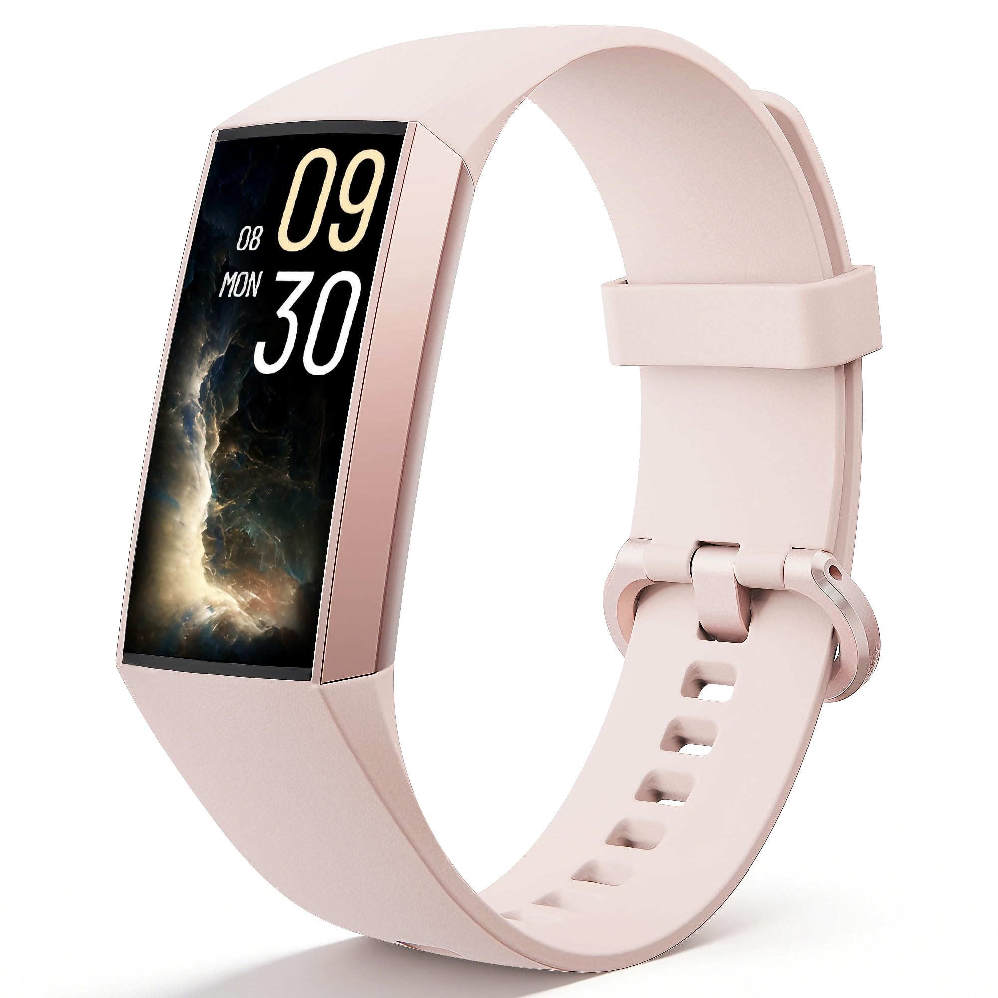 Jimhaby Fitness Tracker Smartwatch, IP68 Waterproof Fitness Watch, Activity Tracker with 24-hour Heart Rate, Sleep, Blood Pressure Monitor, Pedometer Watch, Sports Watch for iOS and Android (Pink)