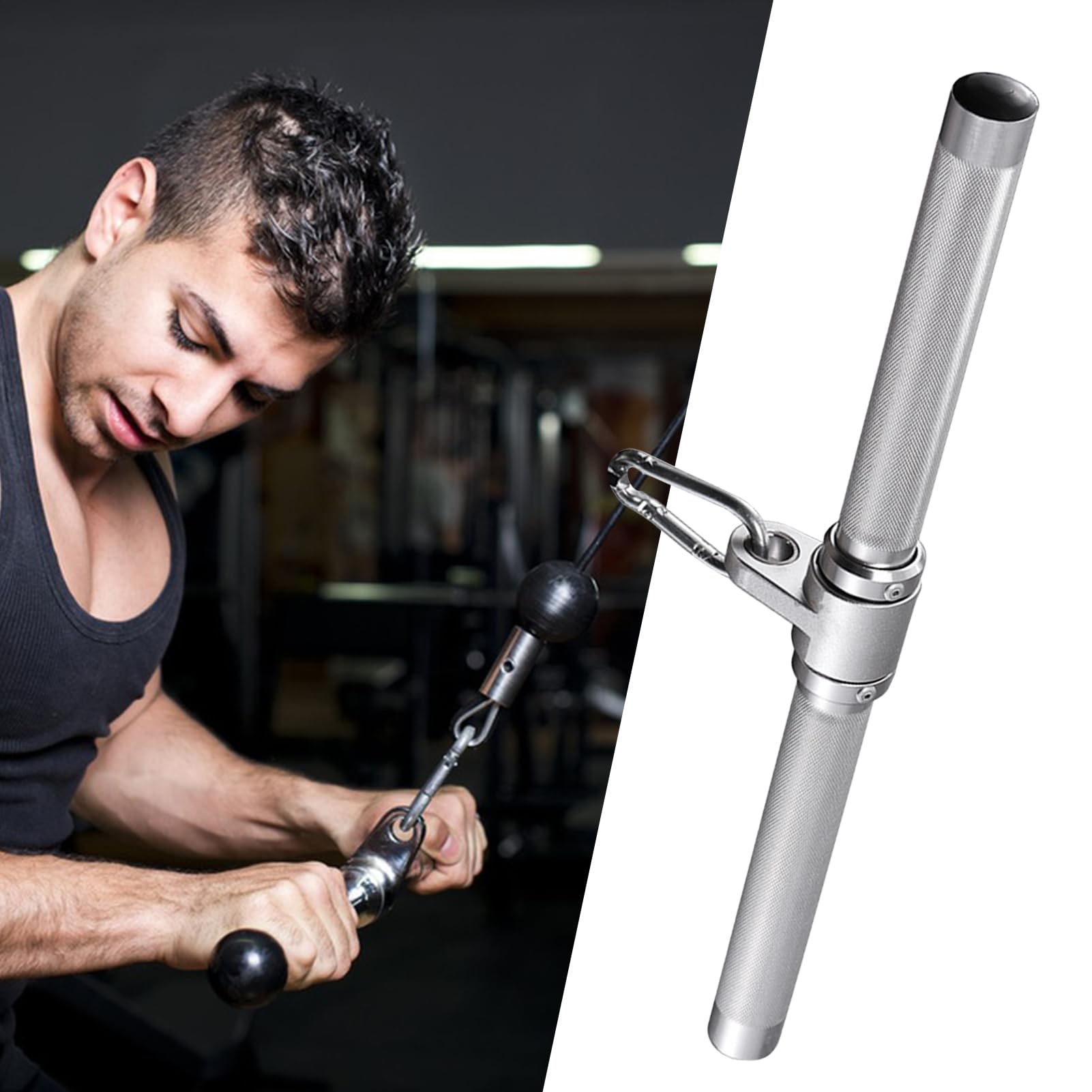 Akcesoria fitness do stacji wyciągów kablowych | triceps prosty drążek | wytrzymały przyrząd do treningu dla początkujących, sportowców, instruktorów fitness, trenerów osobistych i dorosłych
