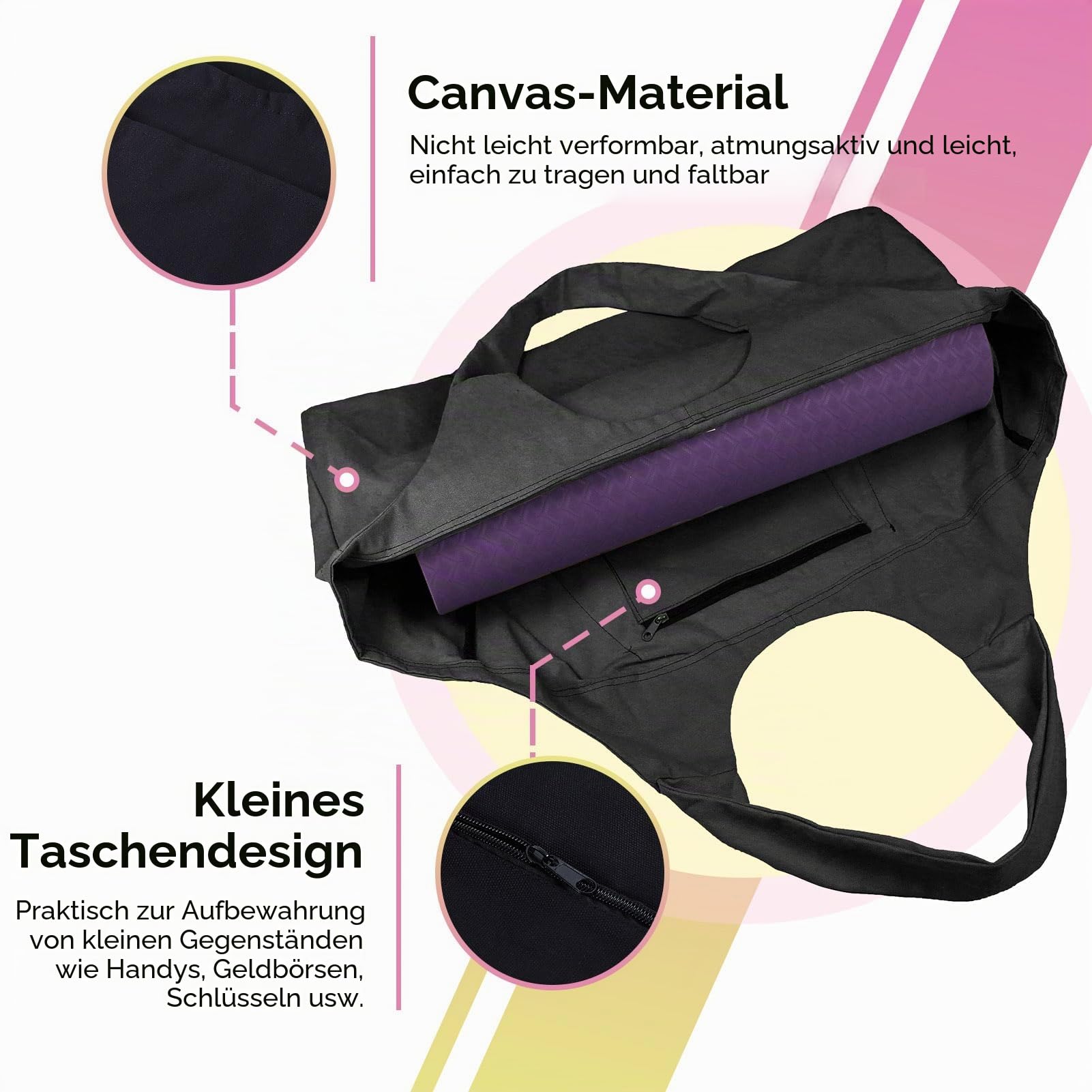 Große Yogamattentasche, Yogamatten Tote Gym Duffle Bag mit Seitentaschen für Damen Herren