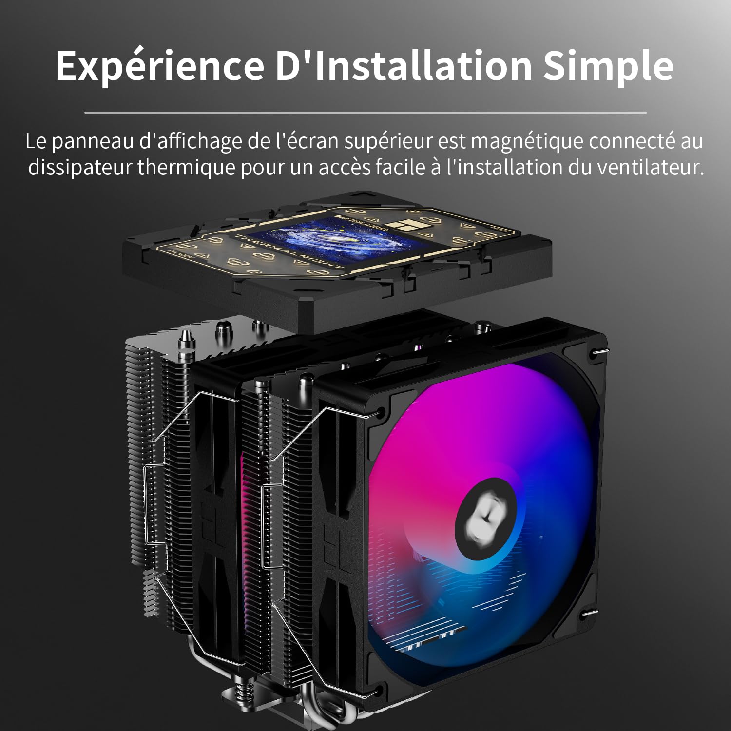 Thermalright Peerless Assassin 120 Vision ARGB Black CPU, raffreddamento PC con 6 heatpipes, display magnetico da 2,8" (risoluzione 320x240) per AMD AM4/AM5 e Intel LGA1700/1851