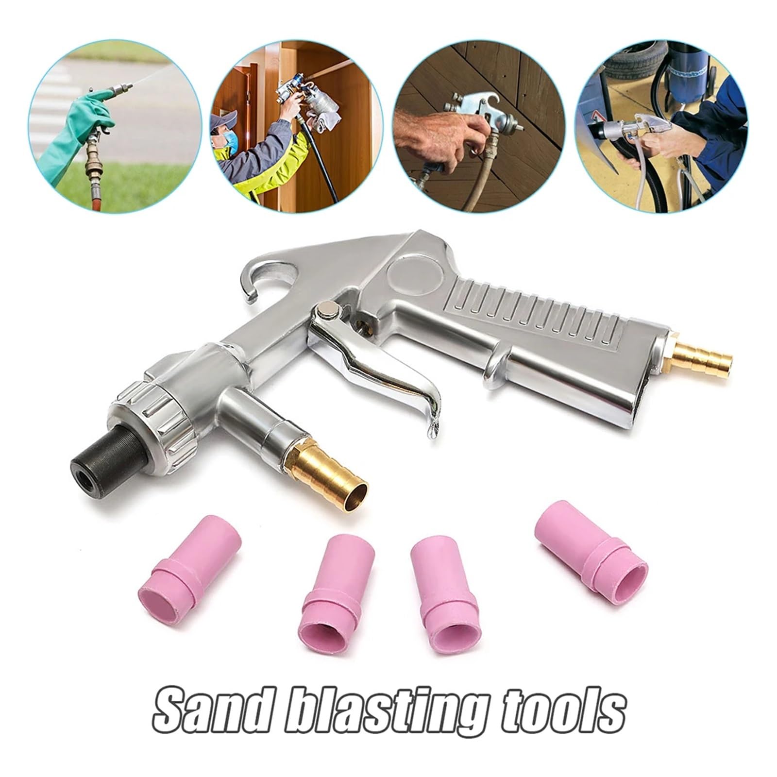 Pistola Rociadora, Kit de pistola sifón for chorro arena con boquillas cerámica for herramientas neumáticas abrasivo