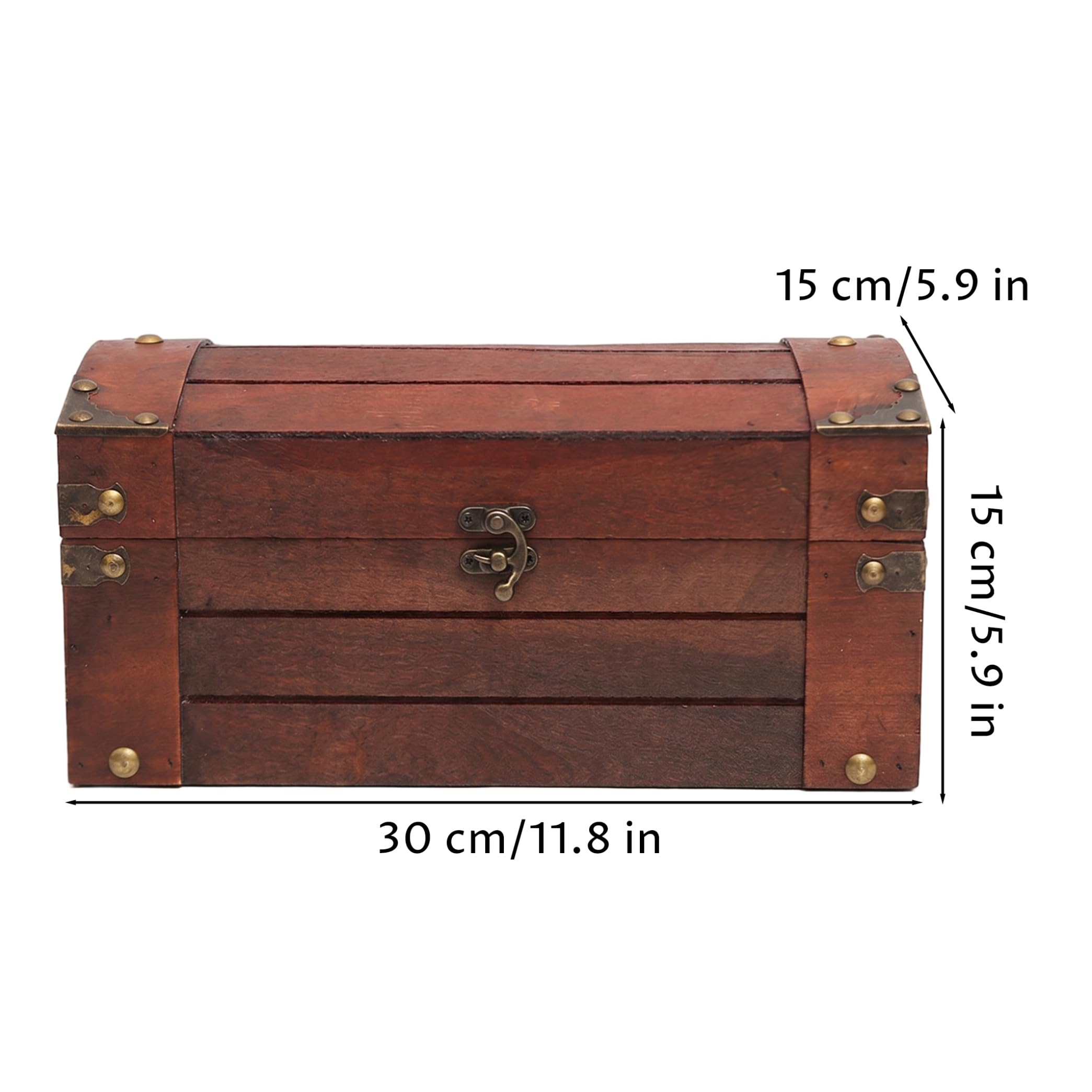 Cofre de madera Caja de almacenamiento de madera desgastada a mano vintage, cofre de recuerdos con cerradura de combinación - marrón, 11.81x5.91x5.91 pulgadas, caja del tesoro