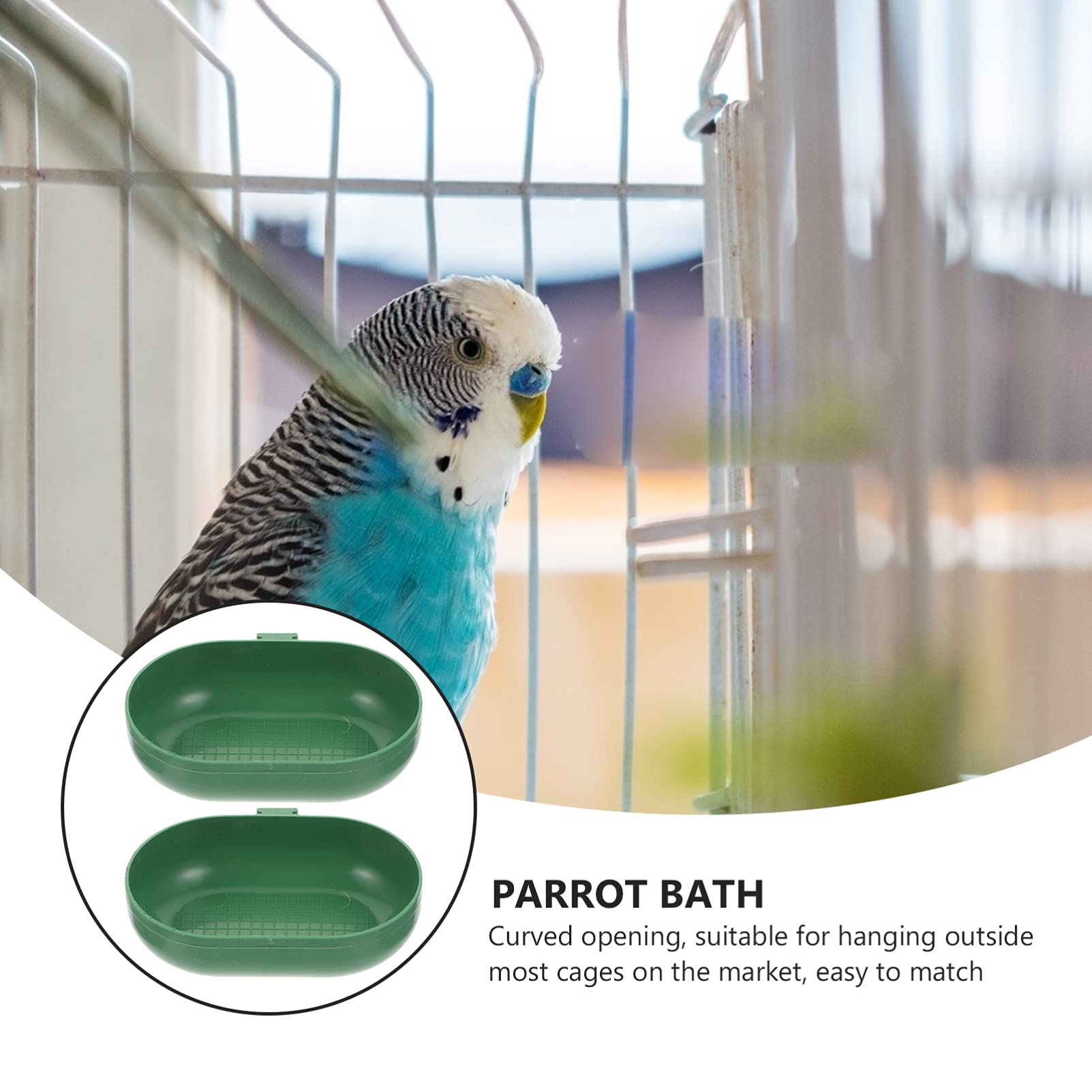 balacoo Bird Shower Basin with Hook for Small Birds Parrot Bath Tub 4.52X2.75X1.18In Easy Installation Bird Bath for Parakeets Finches Canaries Cage Accessories - image 7