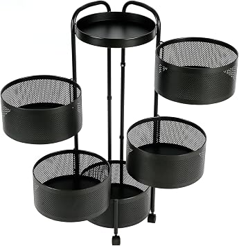 FEFE 360° Rotating Spice Rack Lazy Susan Cupboard Organizer, Turntable Rack for Pantry Cabinet Cupboards Countertop Storage Rack for Kitchen -Square (5 Basket)