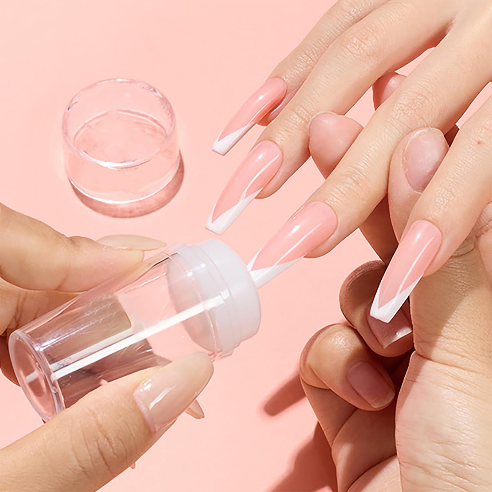 Clear Silicone Nail Stamper Kit with Scraper Transparent Nail Art Tool for DIY French Manicure and Stamping Designs