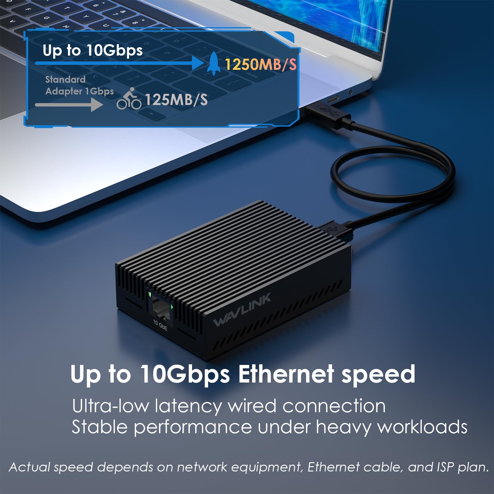 WAVLINK Adattatore Ethernet da USB 4 a 10 Gbps, adattatore di rete USB-C a 10G Ethernet con chip AQC113, supporta Thunderbolt 3/4/5 e USB4, per Mac, Windows e Linux (driver richiesto su Windows e