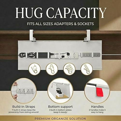 Miniatura 3 de [Actualizado] Organizador de cables para debajo del escritorio, organizador de cables de 36 pulgadas, con almohadillas de silicona (sin rayones), 16