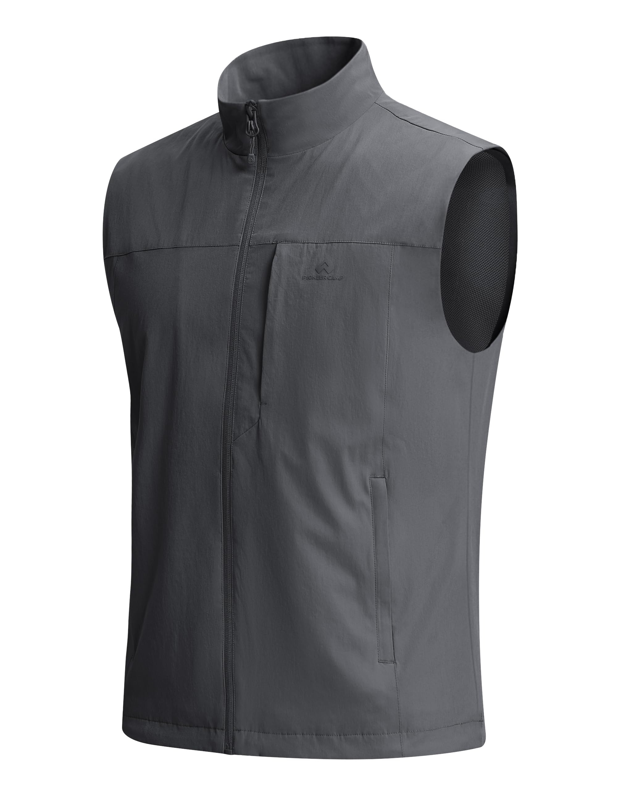 Pioneer Camp Gilet d'extérieur pour homme - Gilet fonctionnel respirant et coupe-vent avec inserts en maille, séchage rapide, extensible dans les 4 directions, fermeture éclair et poches multiples