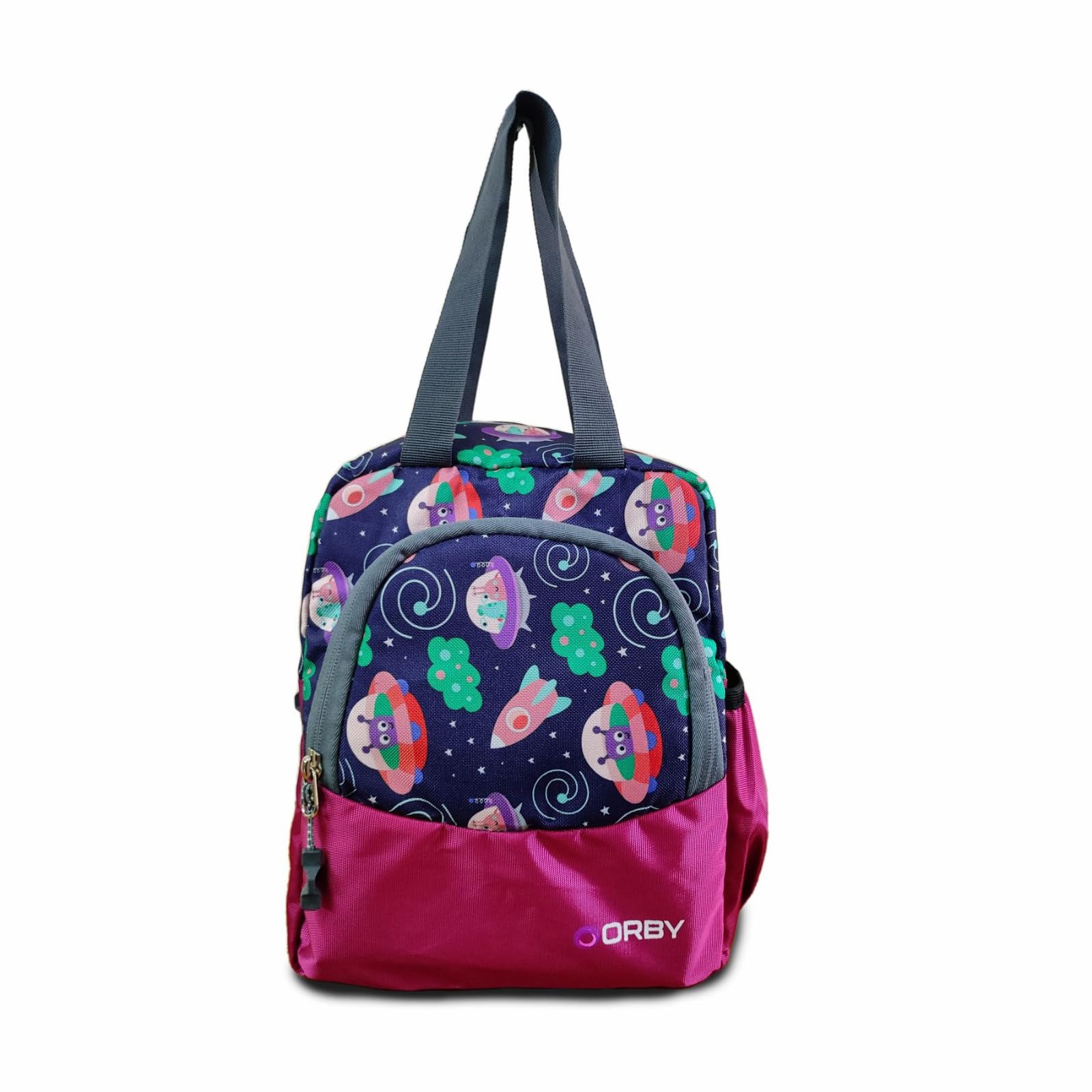 ORBY Lunch Bag with Front Pockets & Bottle Holder | Zipper & Sturdy Stitching | Water Repellent| Spacious Tiffin Bag, Lunch Bag, Multipurpose Storage Bag (Galaxy, Violet) (B0D93XX524) Amazon Price History, Amazon Price Tracker
