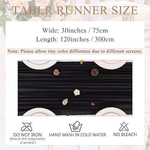 Miniatura 3 de Camino de mesa de gasa negra de 10 pies, romántico, rústico, transparente, 30 x 120 pulgadas, gasa de tul para decoración del hogar de Halloween