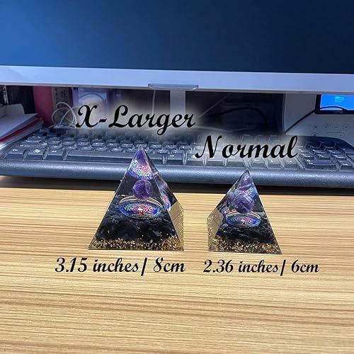Miniatura 5 de Pirámide de obsidiana, cristales de esfera de amatista extra grandes, pirámides de orgonita, cuarzo aura, árbol de la vida, pirámides de orgonita,