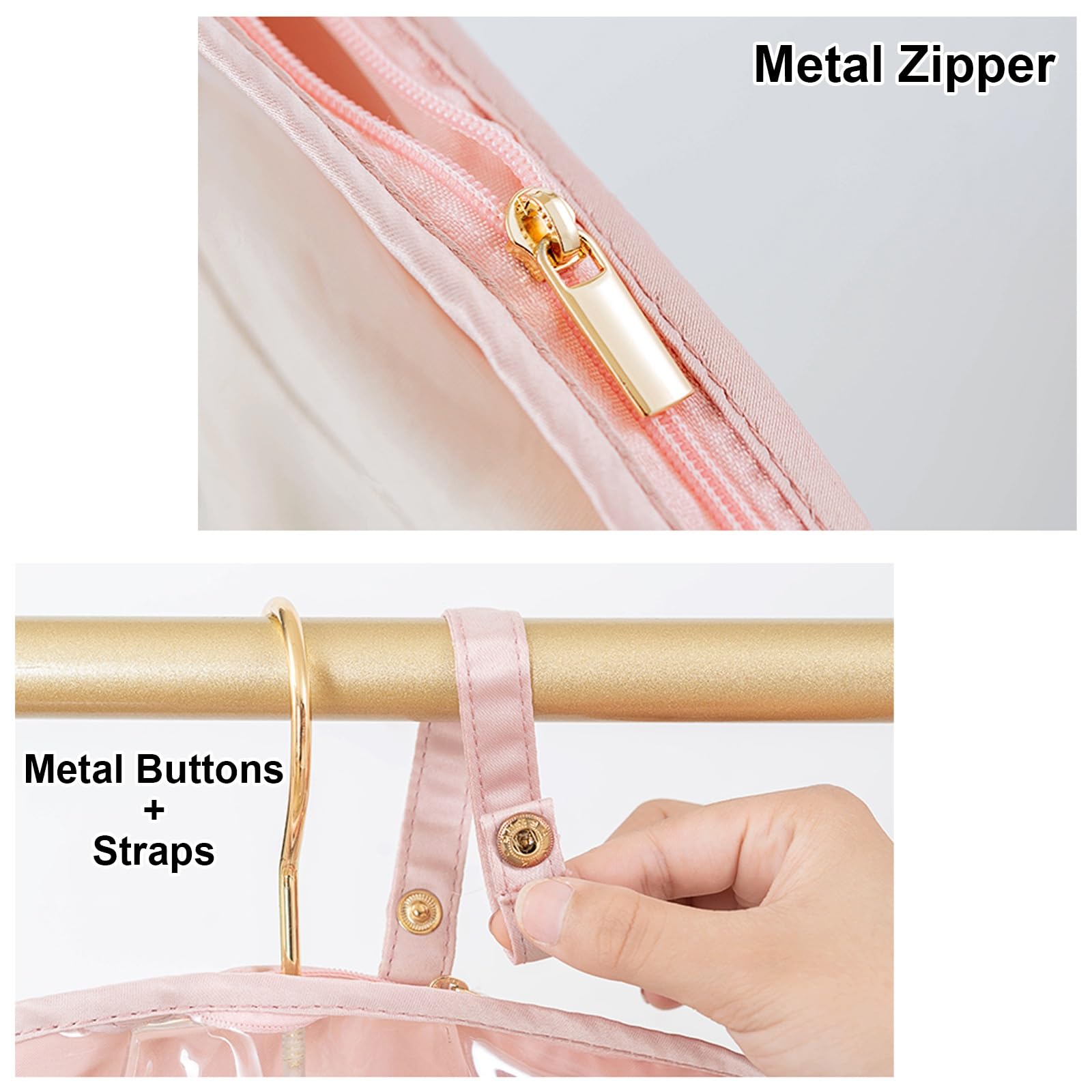 Fundas de Ropa Armario para Colgar, Funda Ropa de Satén de 160 G/m², Funda Traje Almacenaje, Fundas Ropa Armario, 3 Portatrajes Mujer con Ventana Transparente(Beige,58x9x130cm/23x3.5x51in)